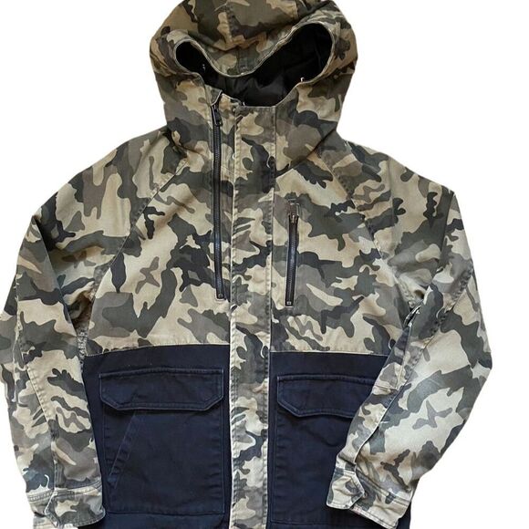 ZARA MAN Men's Camouflage Hooded Military Jacket Multicolor Zip Size S - Picture 8 of 16